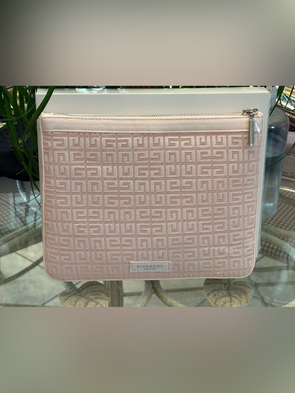 Givenchy Light Pink Jacquard Zip Pouch
